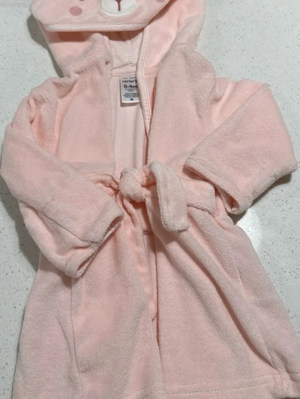 Carter's Light Pink Hooded Robe & Cream Faux-Fur Hooded Jumpsuit Set